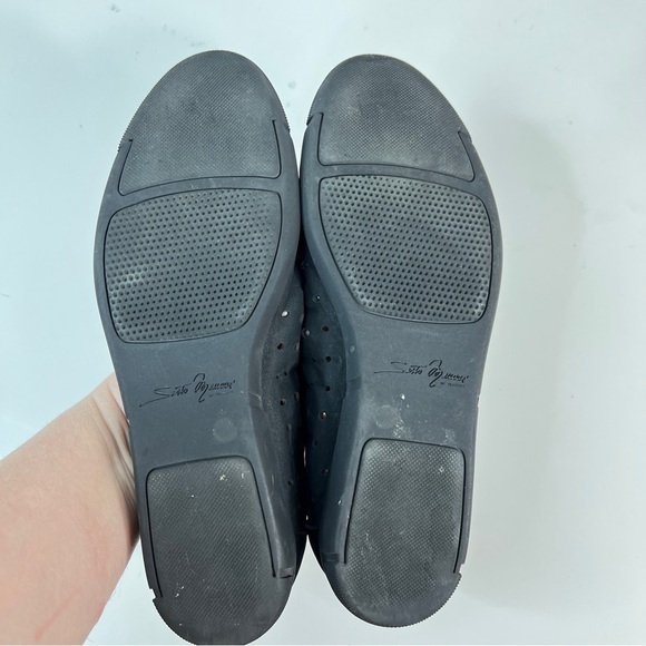 Sesto Meucci Diva Women’s Sz 9 Black Flats Perforated Skimmer Back Zipper Wedge - Picture 7 of 7